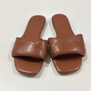 Express Brown Leather Sandals Minimalist Design